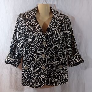 Elliott Lauren Womens 8 Blazer Vintage Black Floral Peplum Jacket USA Made